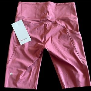 Lululemon Pink Fast and Free Biker Shorts